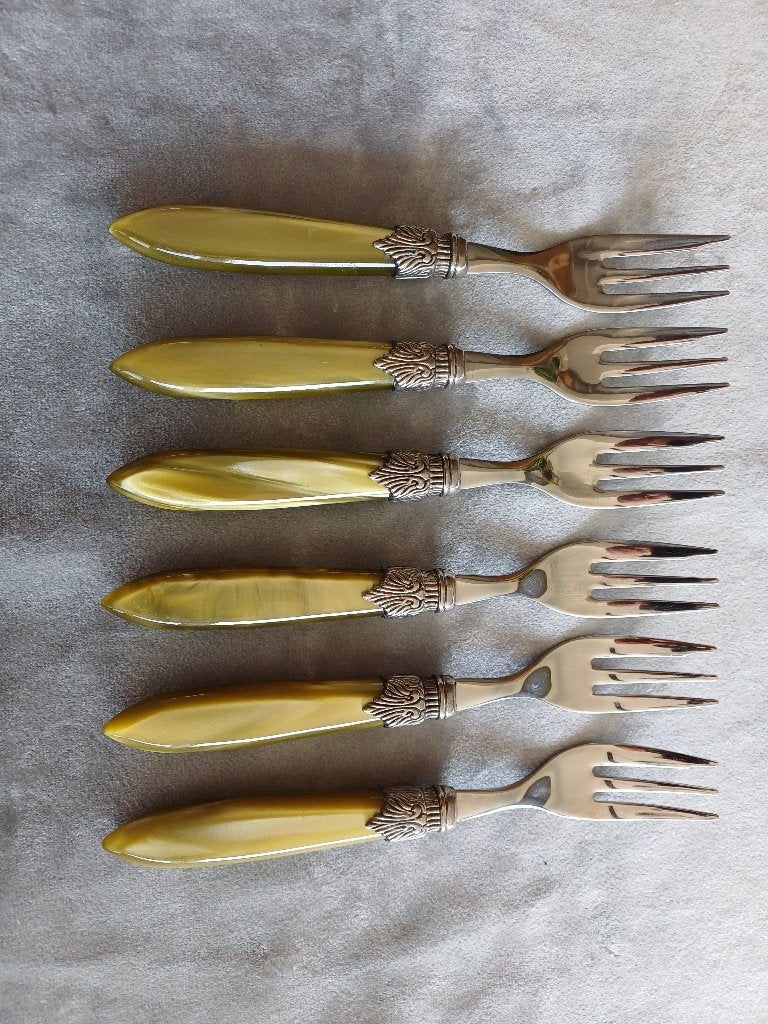 6 x EME Napoleon Bestek / 6 Taartvorkjes voor € 15, Ophalen, Zo goed als nieuw, Rvs of Chroom, Bestekset