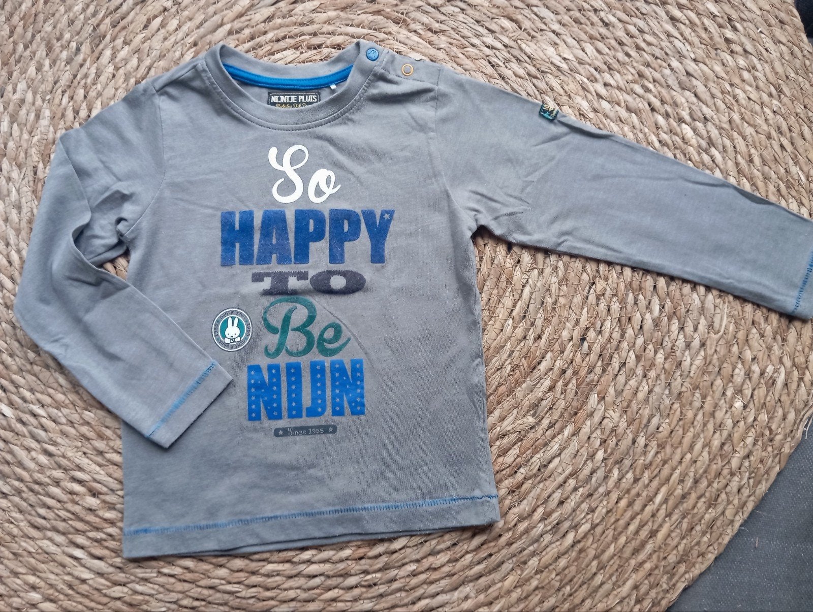 Grijs longsleeve shirt 'So Happy to Be Nijntje' - Maat 98, Nijntje, Ophalen of Verzenden, Zo goed als nieuw, Shirt of Longsleeve