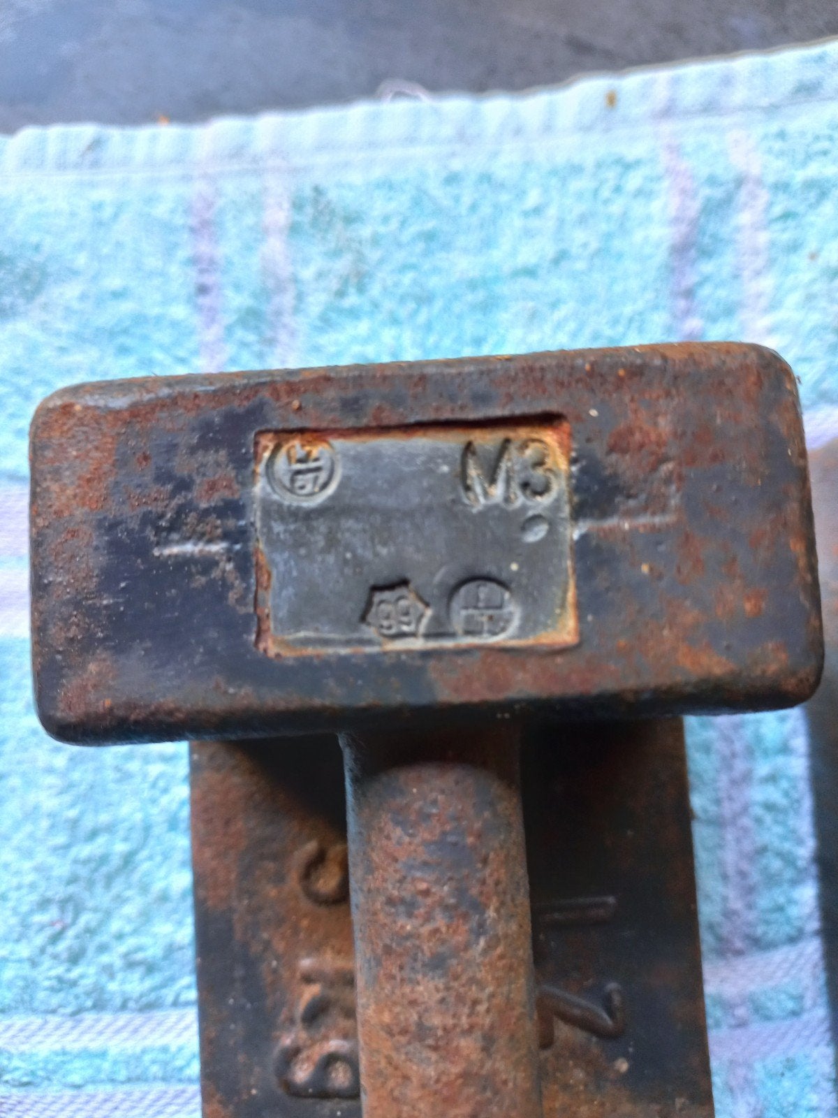 Set van 4 vintage/antieke gietijzeren blokgewichten, Ophalen, Gebruikt, Zwart, Metaal