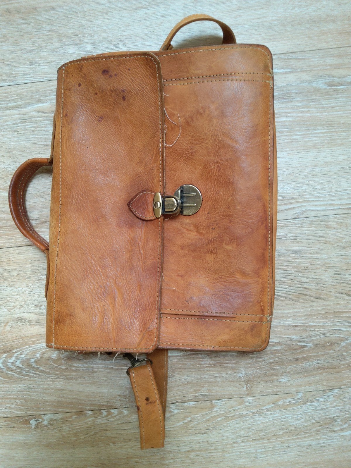 Echte leren A4 werktas, Sieraden, Tassen en Uiterlijk, Tassen | Schooltassen, Ophalen, Bruin, Aktetas of Boekentas, 30 tot 40 cm