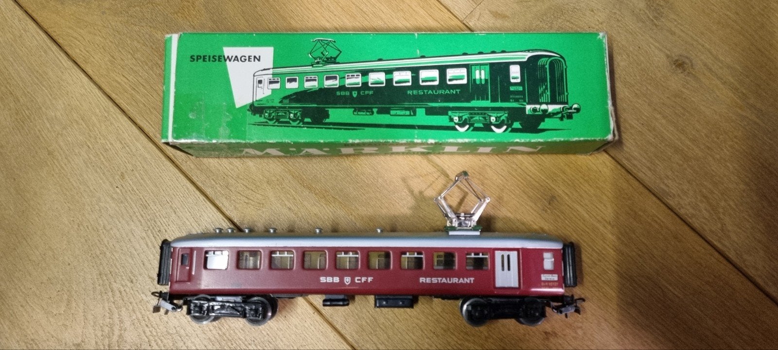Märklin 4035 H0 – SBB CFF restauratierijtuig met originele d, Wisselstroom, Gebruikt, Wagon, Ophalen of Verzenden