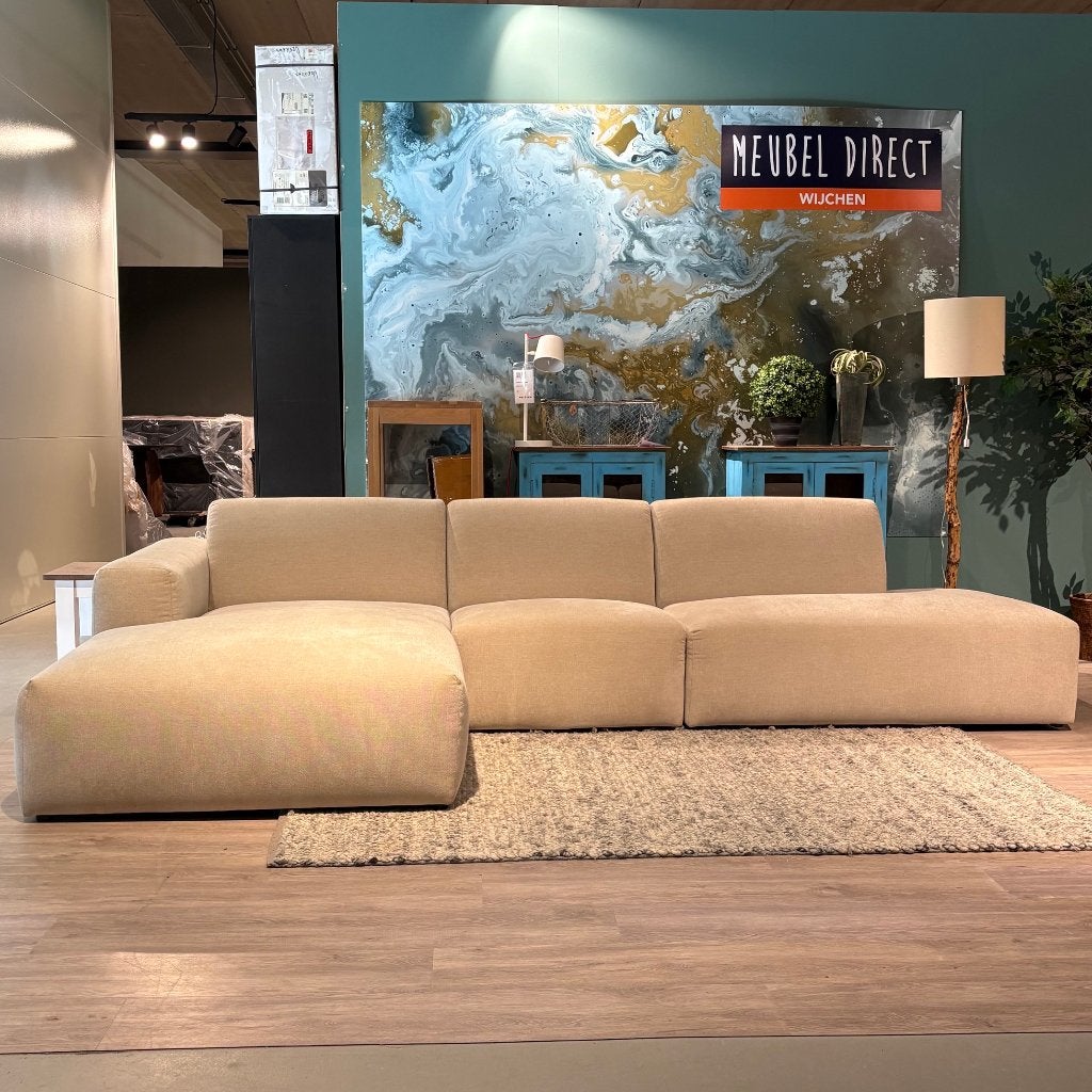 Hoekbank beige japandi stijl 345x193cm, Ophalen, Japandi, Hoekbank, 300 cm of meer