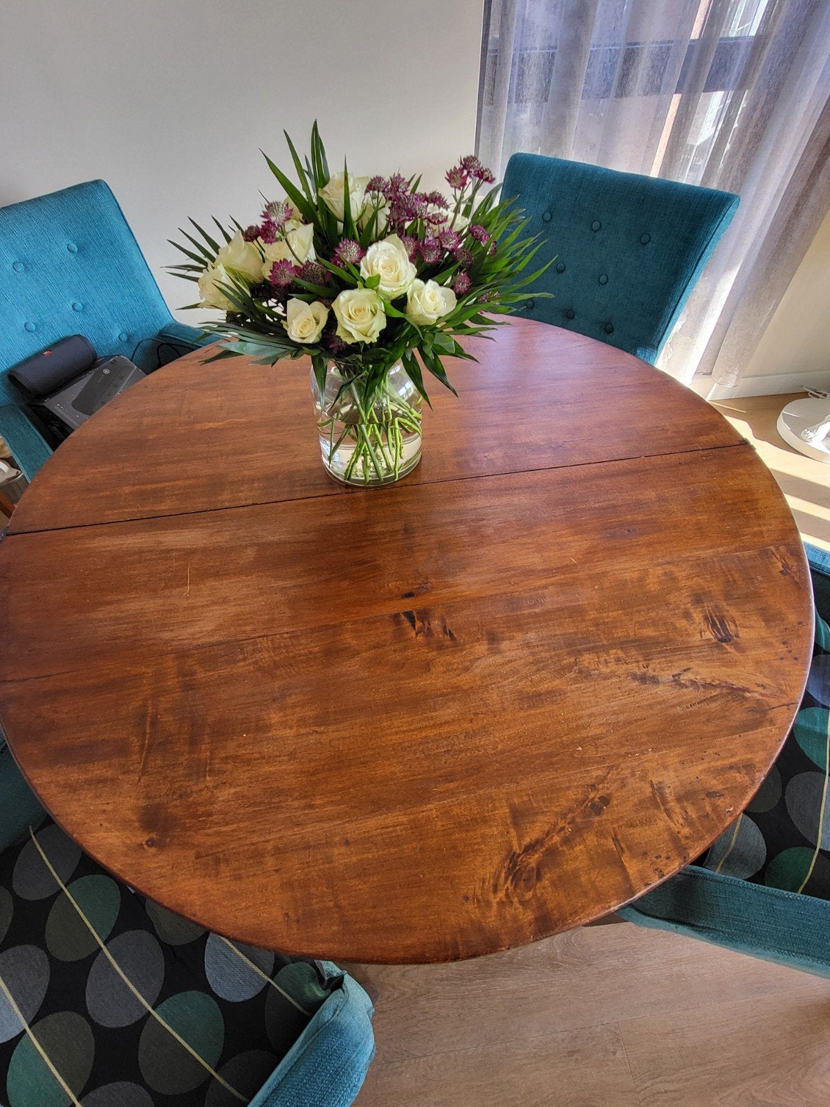 Mooie mahoniehouten eettafel/sidetable met deelbaar blad, Ophalen