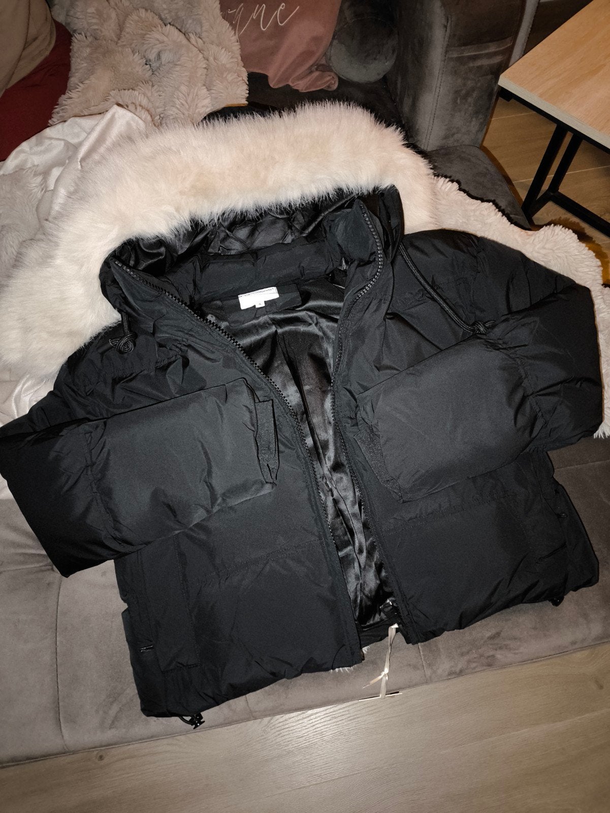 Zwarte Copperrose winterjas met bontkraag - Maat S (past M), Kleding | Dames, Maat 38/40 (M), Zwart, Nieuw, Ophalen of Verzenden