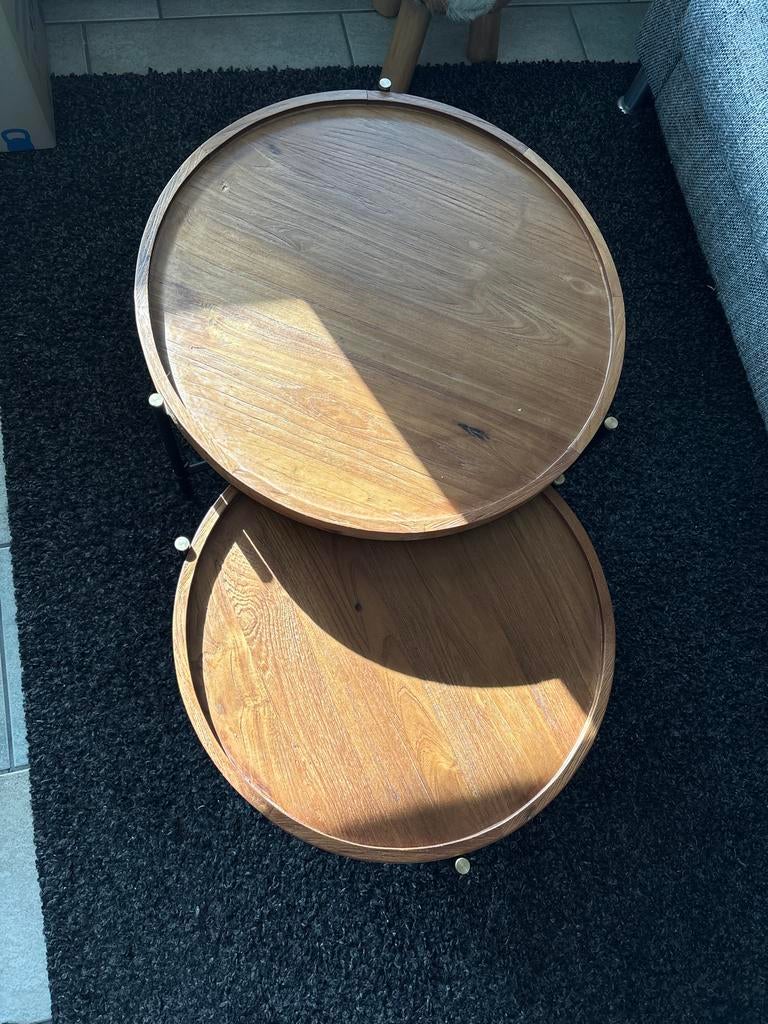 D Bodhi Coco salontafel set van 2, Gebruikt, Rond, Minder dan 50 cm, Overige houtsoorten