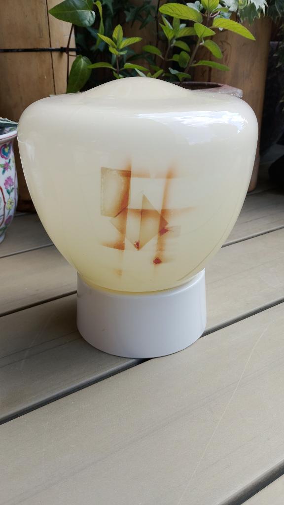 Vintage Art Deco plafondlamp melkglas periode 1930 1950, Antiek en Kunst, Antiek | Lampen, Ophalen of Verzenden