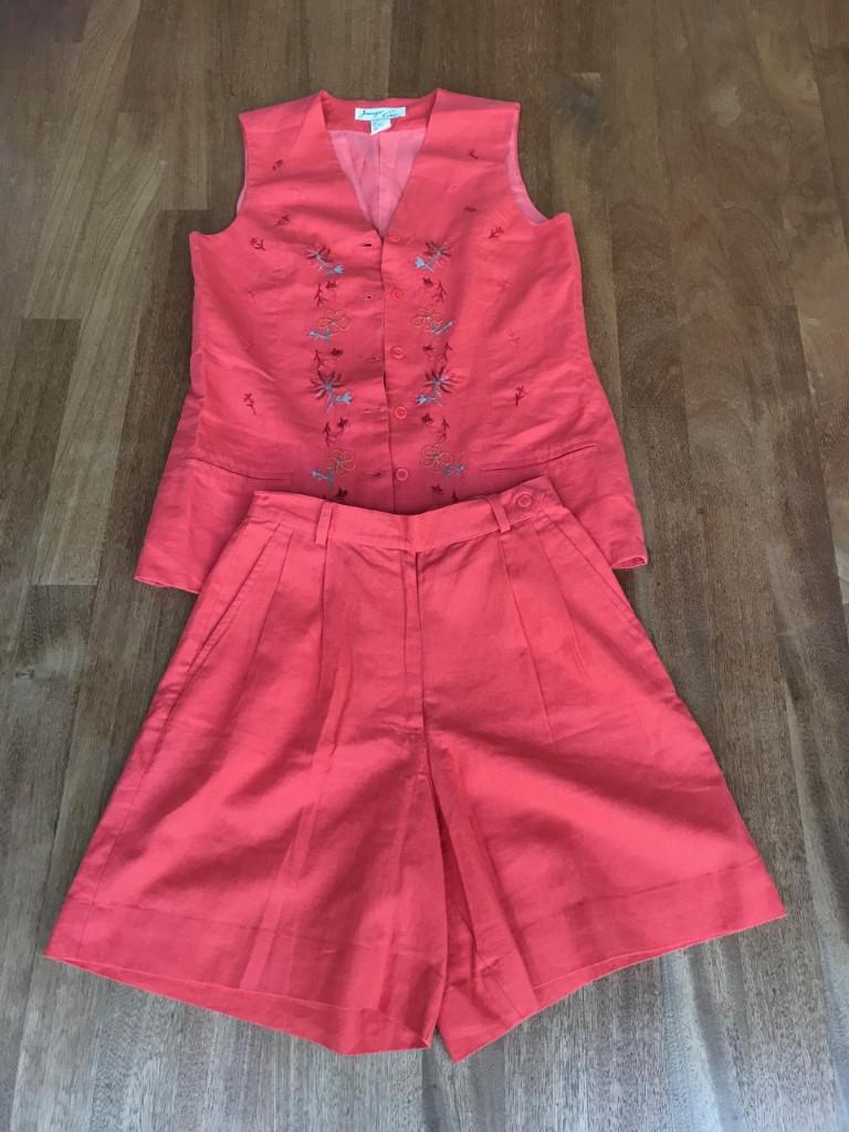 Vintage broekpak, oranje, 36/38, bermuda, Kort, Oranje, Ophalen of Verzenden, Zo goed als nieuw