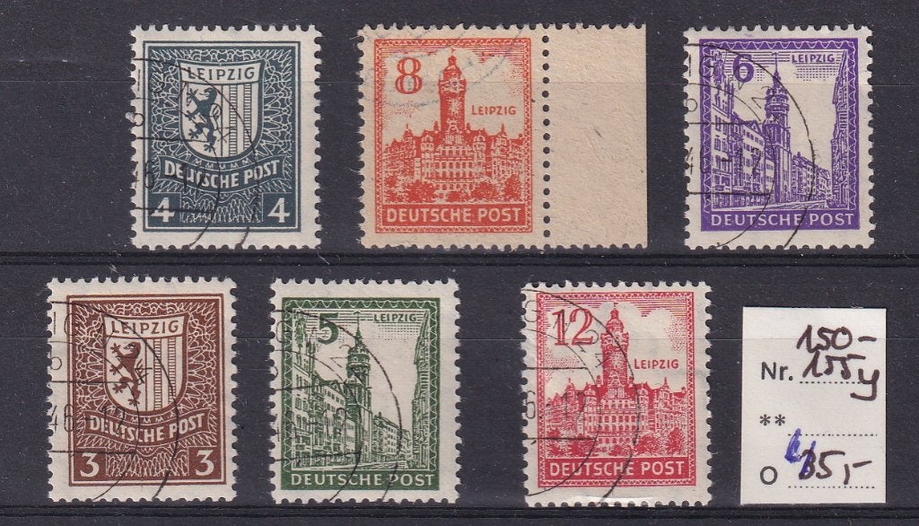 B191) 1946 Geall Bez West sahsen Mi 150-155Y €45 pr ex, Postzegels en Munten, Verzenden, Overige periodes, Gestempeld