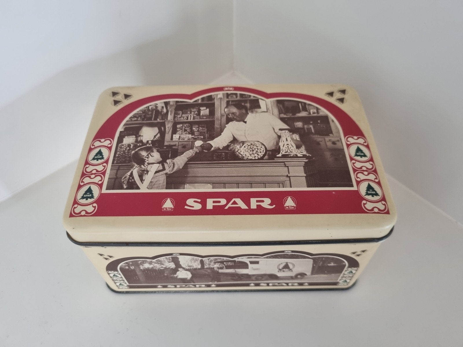 Oud blik trommeltje van de SPAR, Ophalen of Verzenden, Gebruikt, Koek(jes)