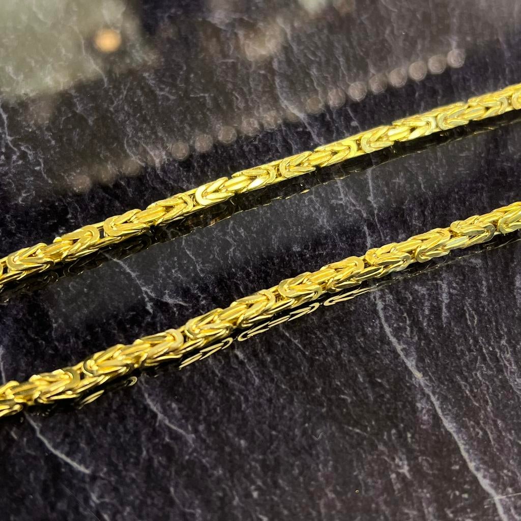 14 karaats gouden koningsketting met kruis nieuw, Ophalen of Verzenden, Zo goed als nieuw, Goud