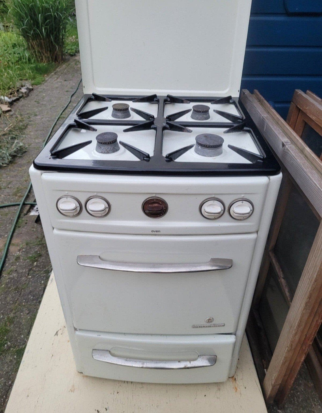 Junker & Ruh gasfornuis met oven - Vintage, Ophalen, Gebruikt, 4 kookzones, Gas