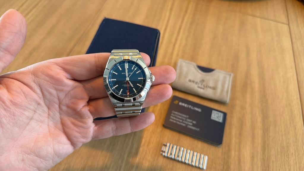 Breitling Chronomat Automatic GMT 40, Sieraden, Tassen en Uiterlijk, Horloges | Heren, Staal, Breitling, Polshorloge, Ophalen of Verzenden