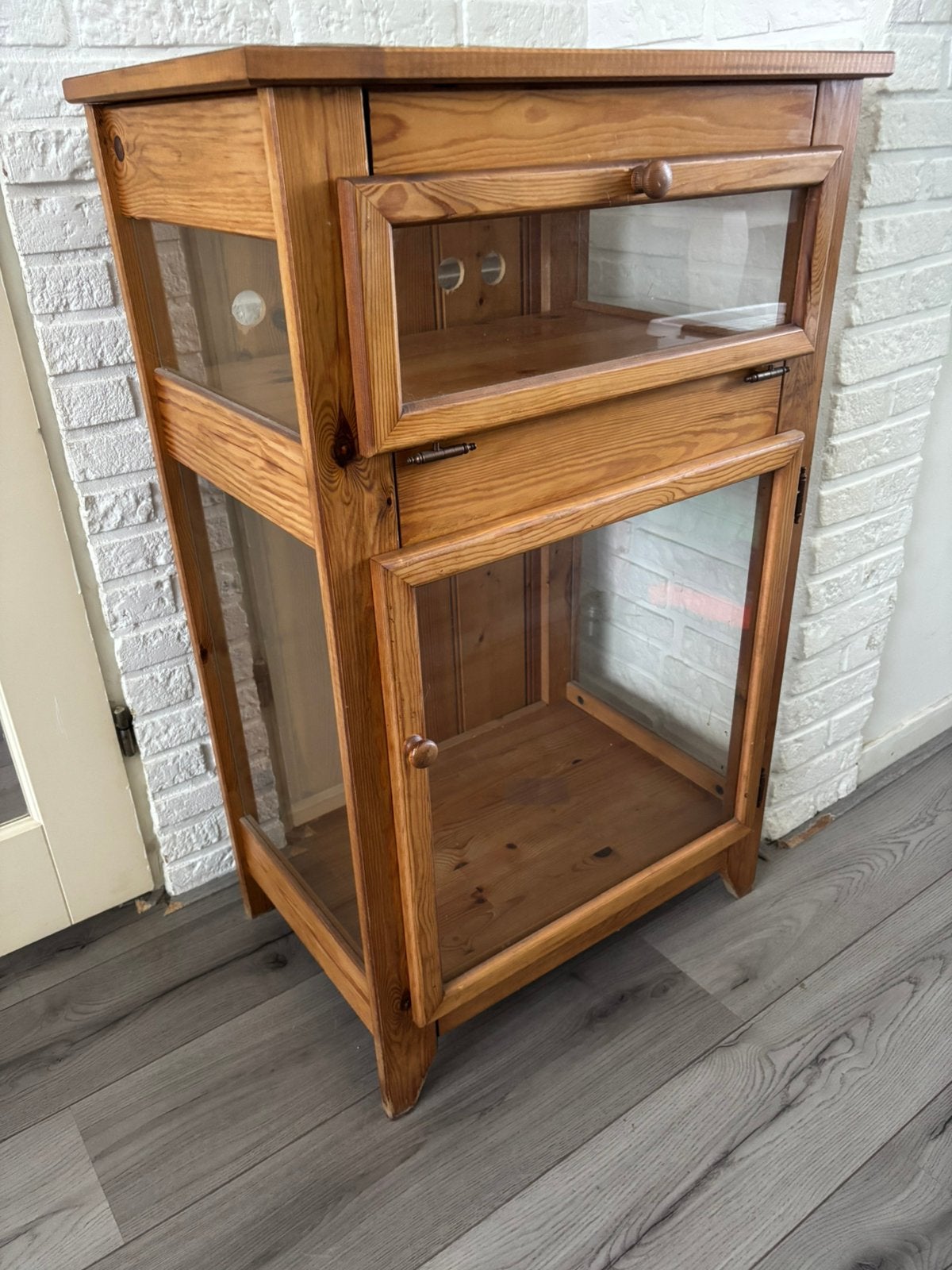 Vintage Vitrinekast, Ophalen, 50 tot 100 cm, 25 tot 50 cm, Glas