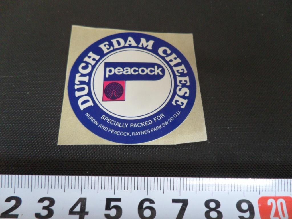 sticker pauw peacock dutch edam cheese kaas, Ophalen, Zo goed als nieuw