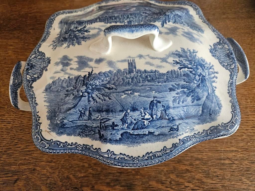 Antieke Windsor in 1792 schaal en bord, blauw-wit, Antiek en Kunst, Ophalen of Verzenden