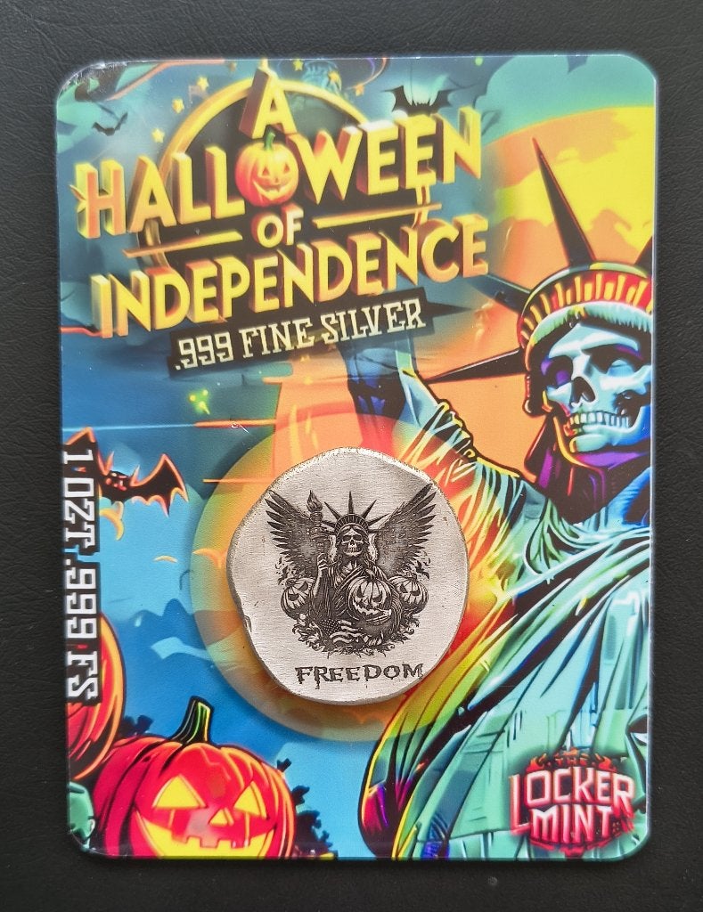 Helloween of indepence 1 oz zilver bar (Locker mint), Postzegels en Munten, Edelmetalen en Baren, Ophalen of Verzenden, Zilver