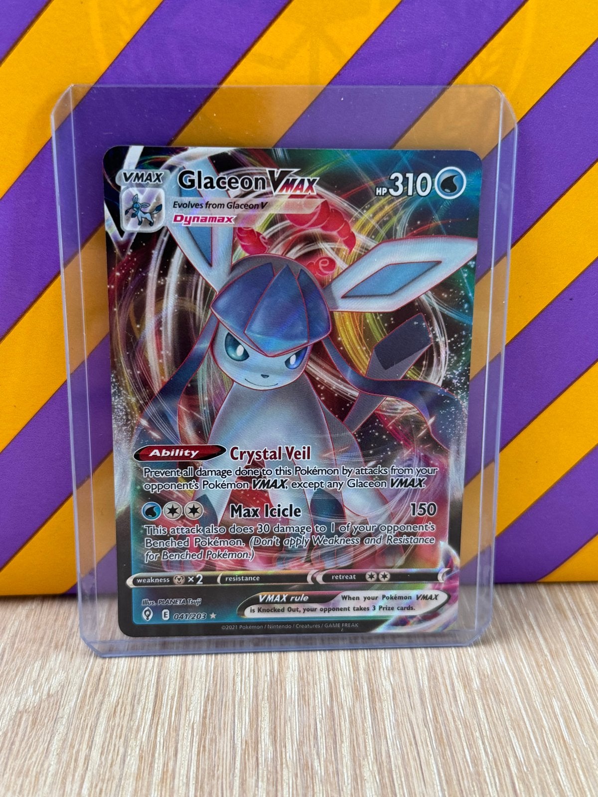 Glaceon VMAX 41/203 Pokémon Kaart evolving skies, Ophalen of Verzenden, Zo goed als nieuw, Losse kaart, Foil