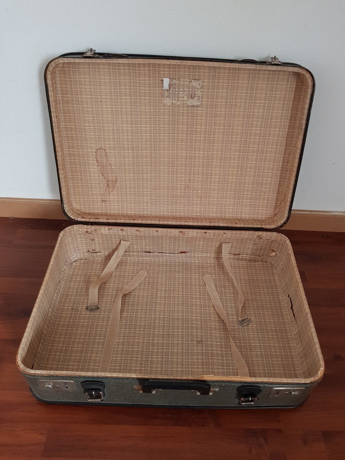 Vintage koffer woondecoratie brocante, Ophalen of Verzenden, Gebruikt, Grijs