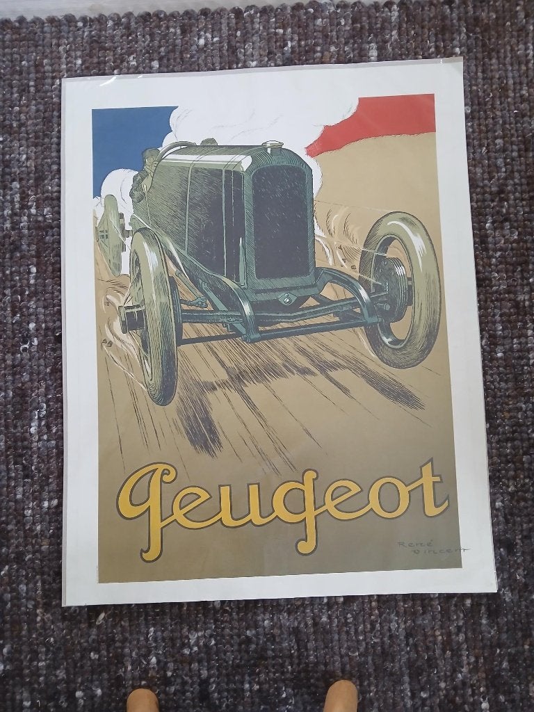 Vintage Peugeot Poster René Vincent 1912, Ophalen of Verzenden, Poster