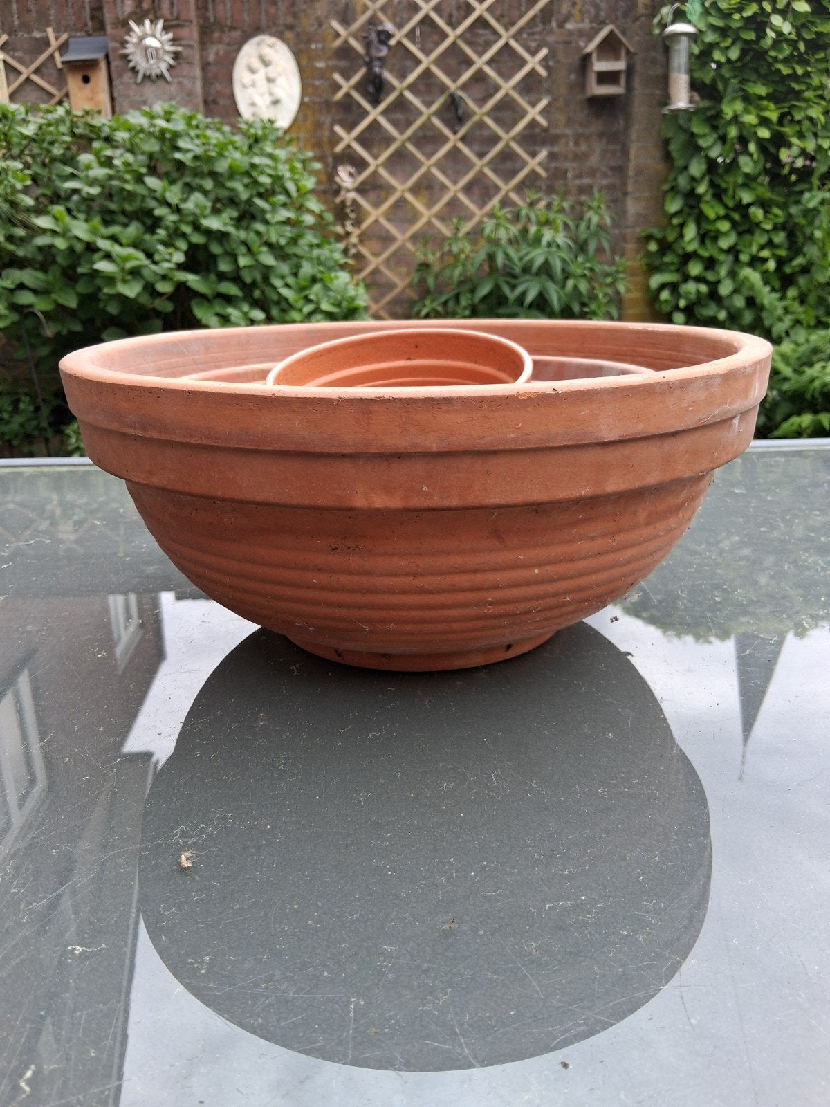 Nest van vijf ringen schalen potten terracotta aardewerk, Tuin en Terras, Bloempotten, Ophalen of Verzenden, Rond, Minder dan 40 cm