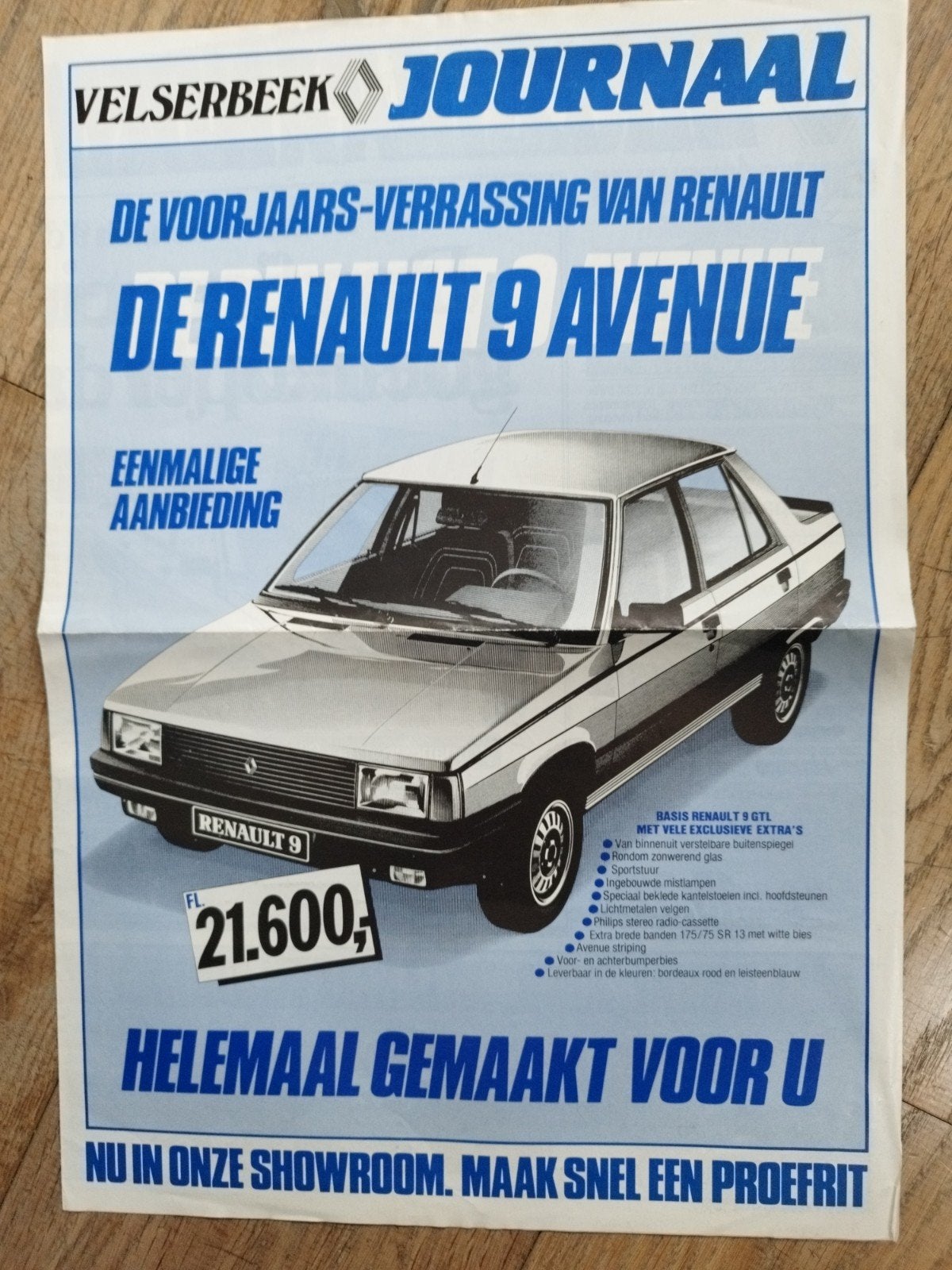 Renault 9 Avenue aanbieding  flyer 1982, Renault, Ophalen of Verzenden, Zo goed als nieuw, Renault