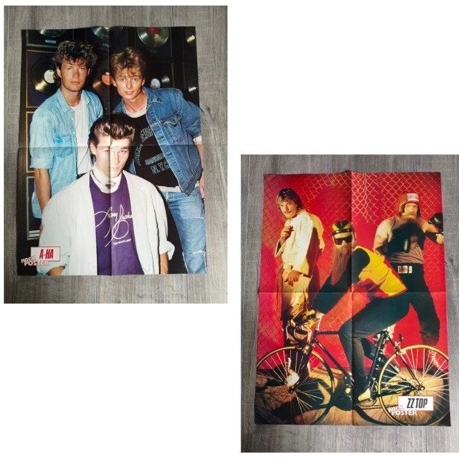 Rock poster dubbelzijdig A-Ha & ZZ Top ( 1985 ), Verzamelen, Rechthoekig Staand, Ophalen of Verzenden, Zo goed als nieuw, A1 t/m A3