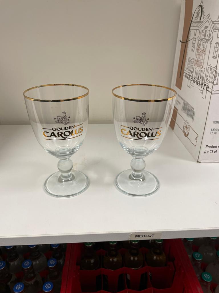 2x Gouden Carolus glas 33cl, Ophalen, Nieuw, Bierglas