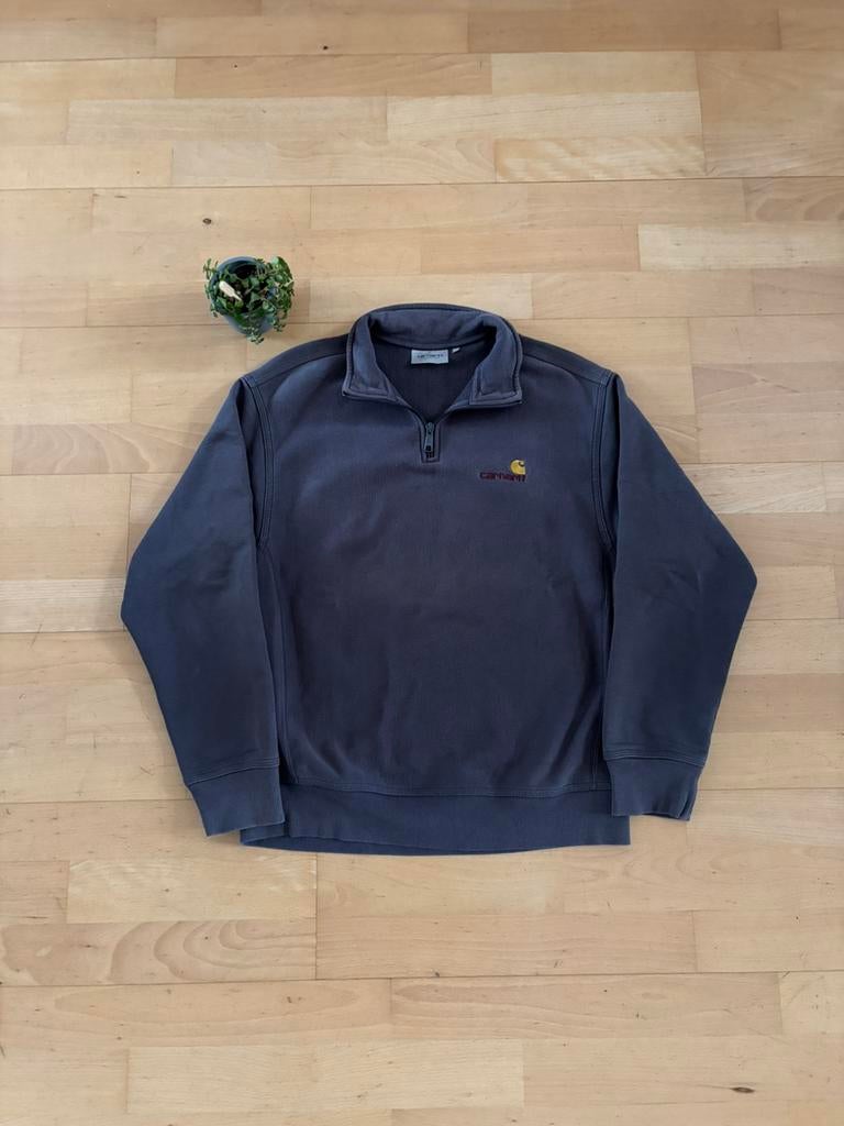 Carhartt American Script Halfzip Sweater Marineblauw S, Ophalen of Verzenden, Maat 46 (S) of kleiner