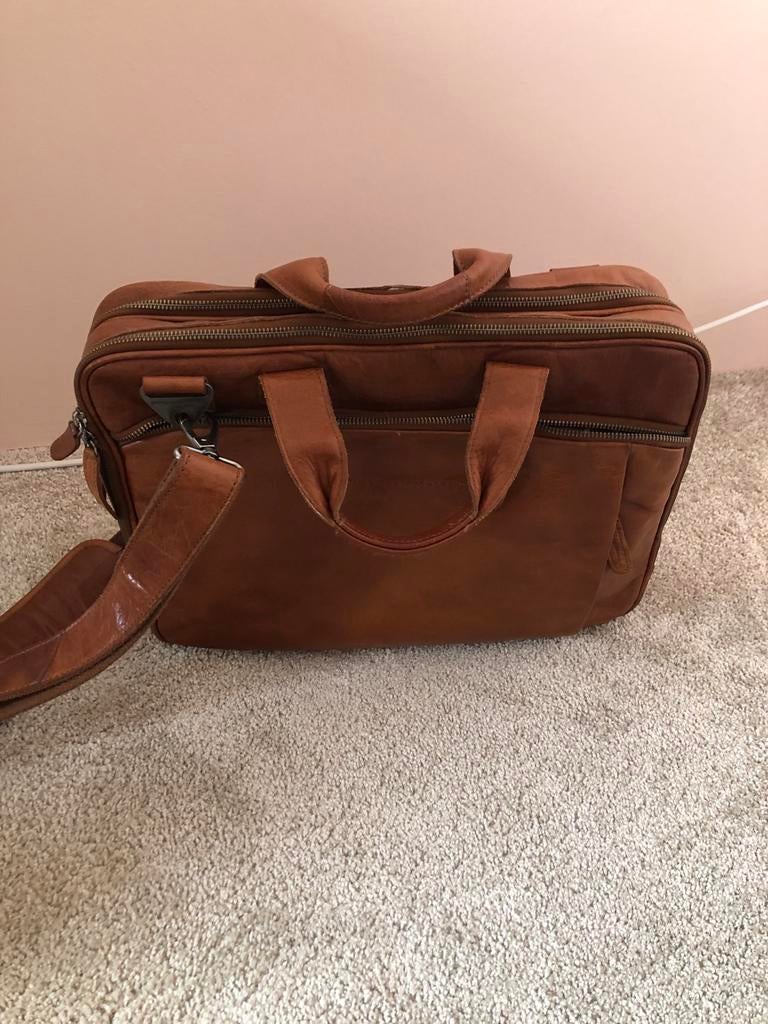 Leren werktas met laptopvak van The Chesterfield Brand, Sieraden, Tassen en Uiterlijk, Tassen | Schoudertassen, Gebruikt, Bruin