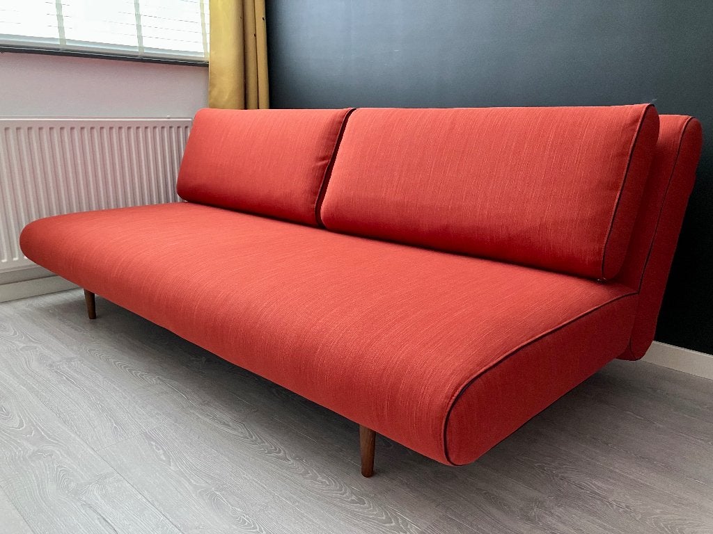 Innovation Living Unfurl Lounger slaapbank Zo goed als nieuw, Ophalen, Tweepersoons, Oranje, 140 cm