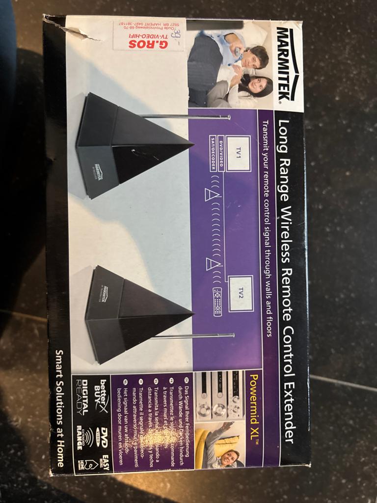 Marmitek Powermid XL Draadloze Afstandsbediening Extender, Audio, Tv en Foto, Soundbars, Ophalen of Verzenden, Zo goed als nieuw