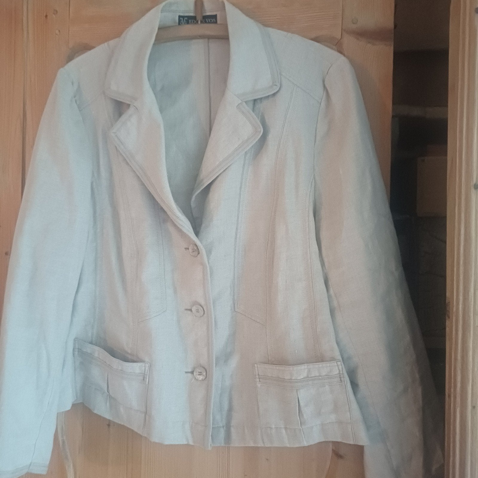 Edgar Vos Linnen Jasje - Maat l xl, Kleding | Dames, Beige, Maat 42/44 (L), Zo goed als nieuw, Edgar Vos