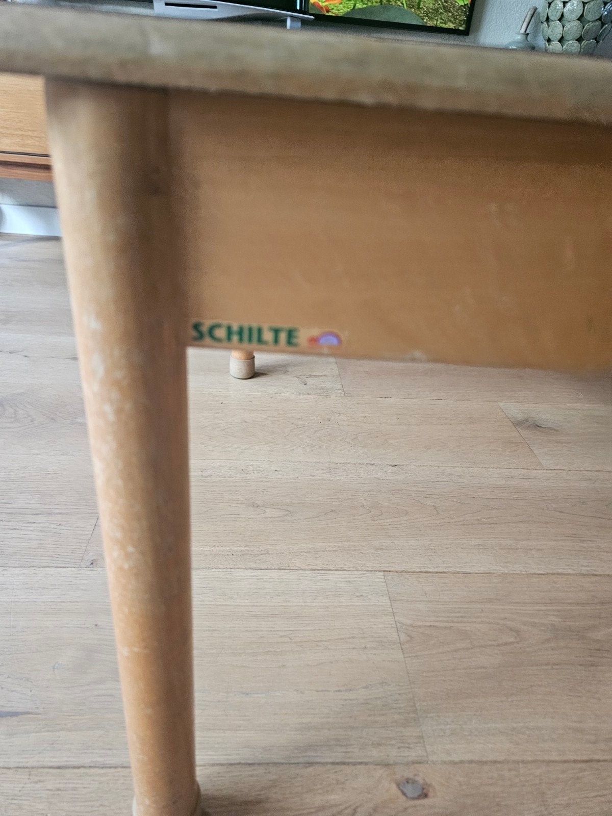 Salontafel Schilte - Vintage Houten Tafel, Ophalen, Gebruikt, 100 tot 150 cm, Vintage