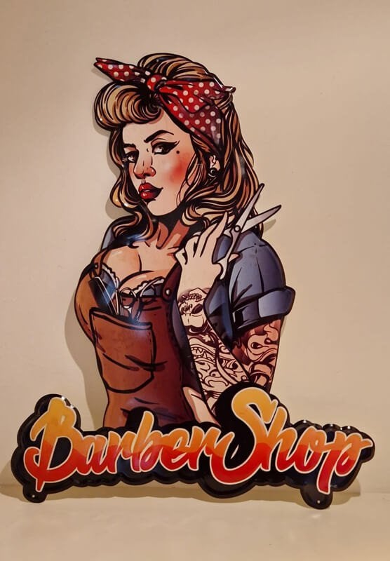Wandbord, barber shop, metaal, kapper, pin-up, rockabilly, Ophalen of Verzenden, Nieuw, Metaal, Decoratieobject