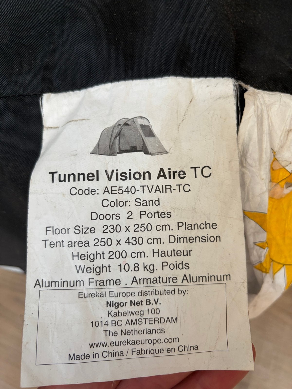 Eureka! Tunnel Tent - Zandkleurig, Caravans en Kamperen, Tenten, Ophalen, Gebruikt, Tot en met 4