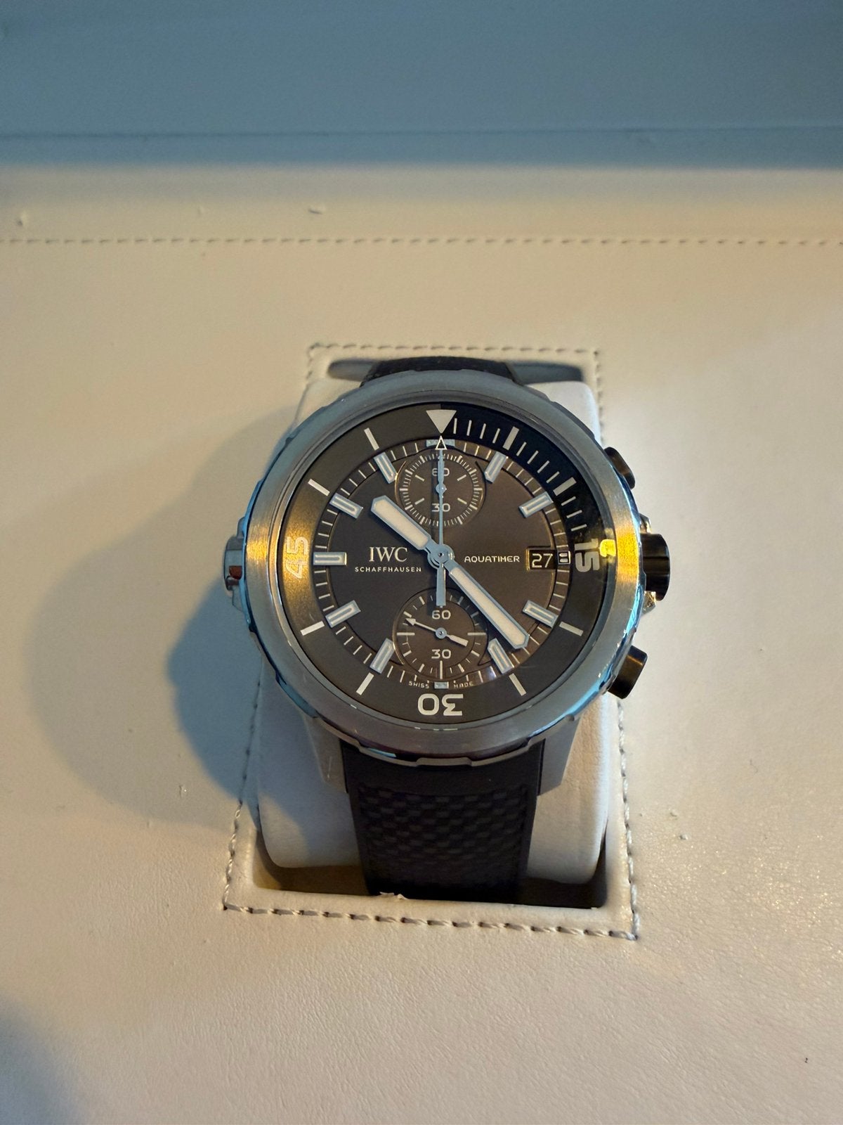 IWC Aquatimer Flyback Chronograph Sharks edition, Ophalen of Verzenden, Zo goed als nieuw, Leer, Overige merken