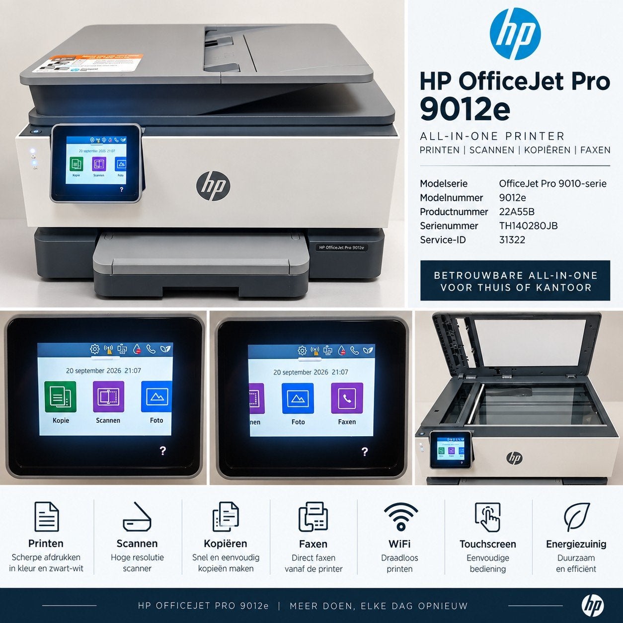 HP OfficeJet Pro 9012e All-in-One printer | WiFi | Touch, Ophalen, Zo goed als nieuw, Scannen