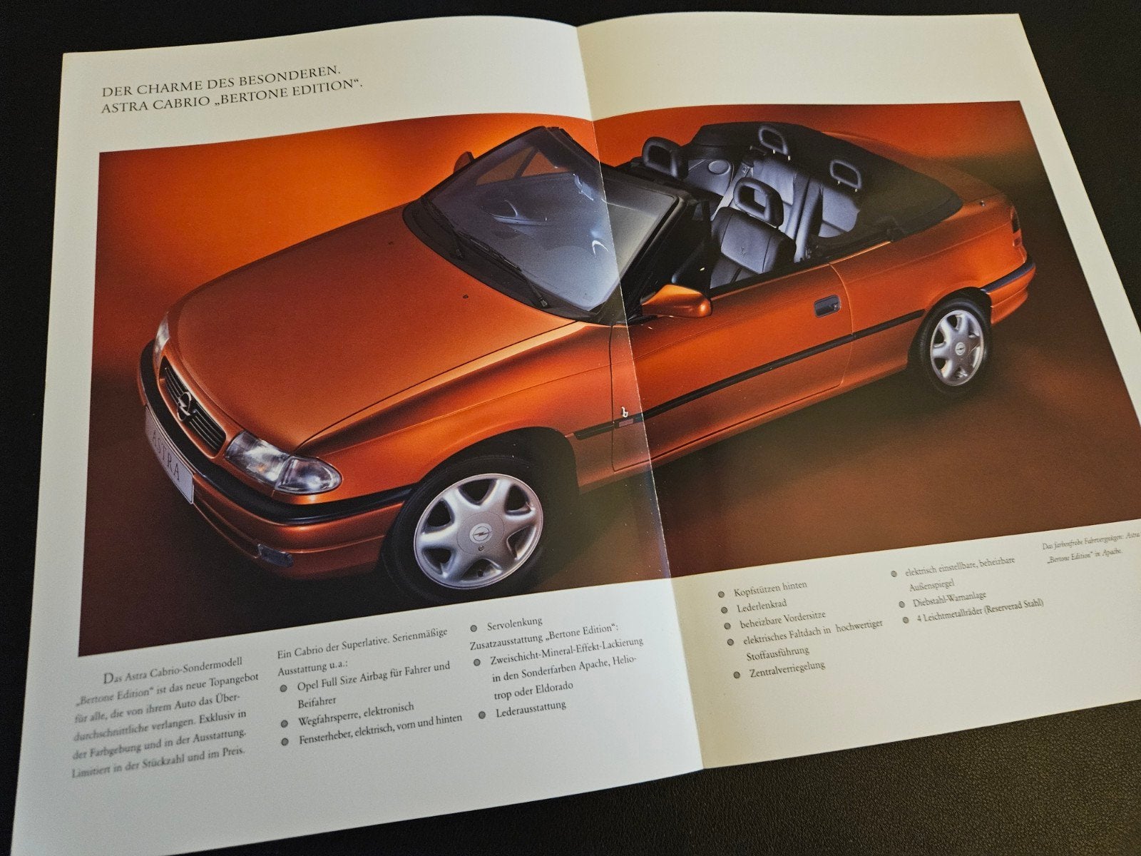Brochure Opel Astra Cabrio "Bertone Edition" 1995, Ophalen of Verzenden, Zo goed als nieuw, Opel