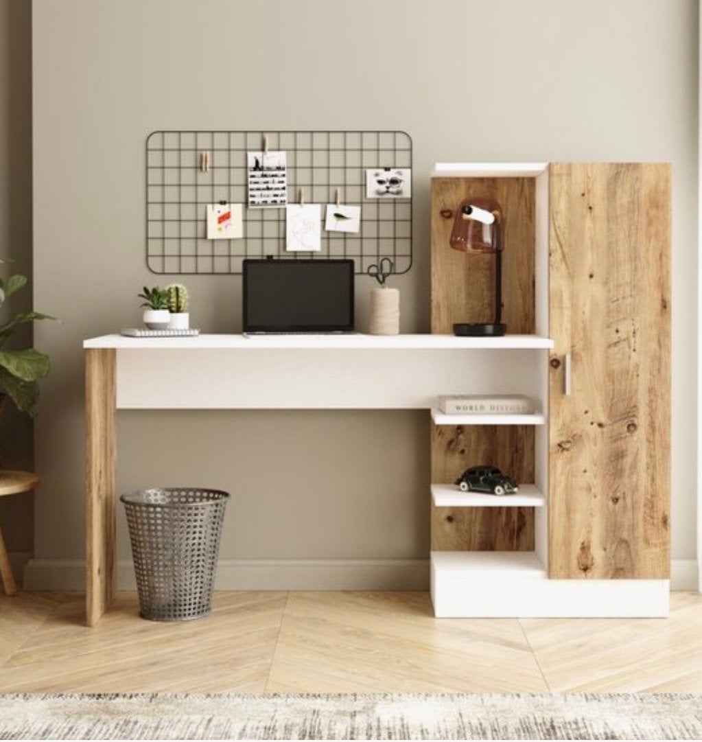 Leuk bureau met kast - zo goed als nieuw, Opbergruimte, Spaanplaat of MDF, Ophalen of Verzenden, Zo goed als nieuw
