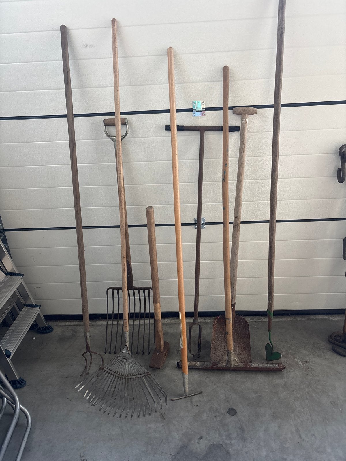 Diverse tuingereedschappen: mestvork, cultivator, bladhark,, Tuin en Terras, Ophalen of Verzenden, Gebruikt, Vork