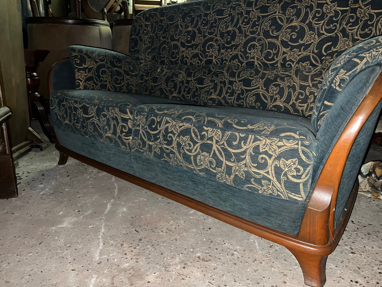Jugendstil bank van kersenhout, Ophalen, Nieuw, 75 tot 100 cm, Stof