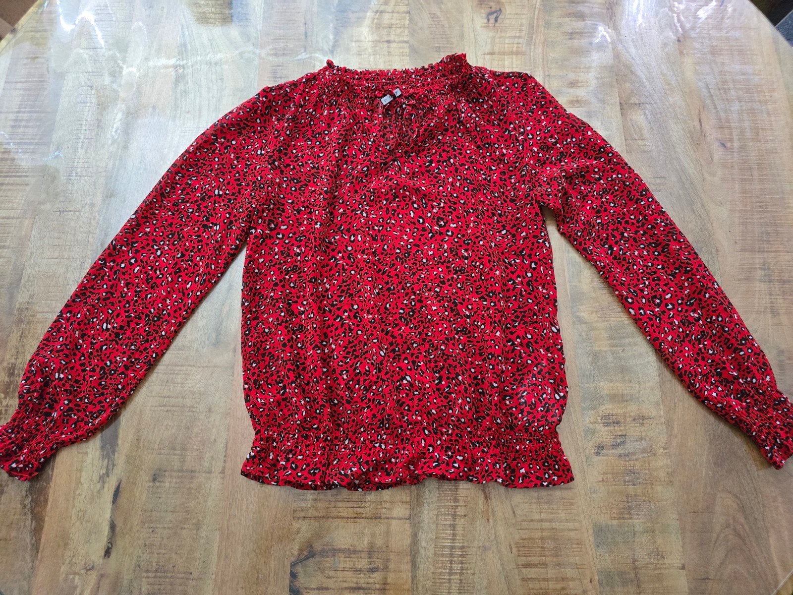 Rode Only blouse met panter print - Maat XS, Only, Ophalen of Verzenden, Zo goed als nieuw, Maat 34 (XS) of kleiner