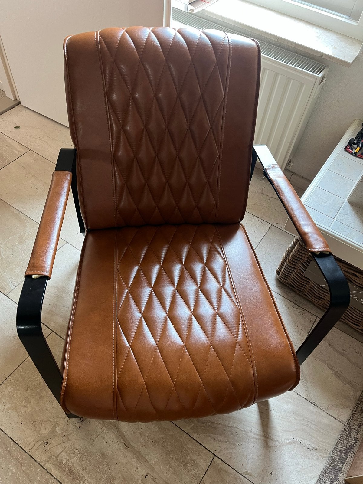 Prachtige en degelijke fauteuil stoelen van Visser Meubelen, Ophalen, Gebruikt, 50 tot 75 cm, Leer