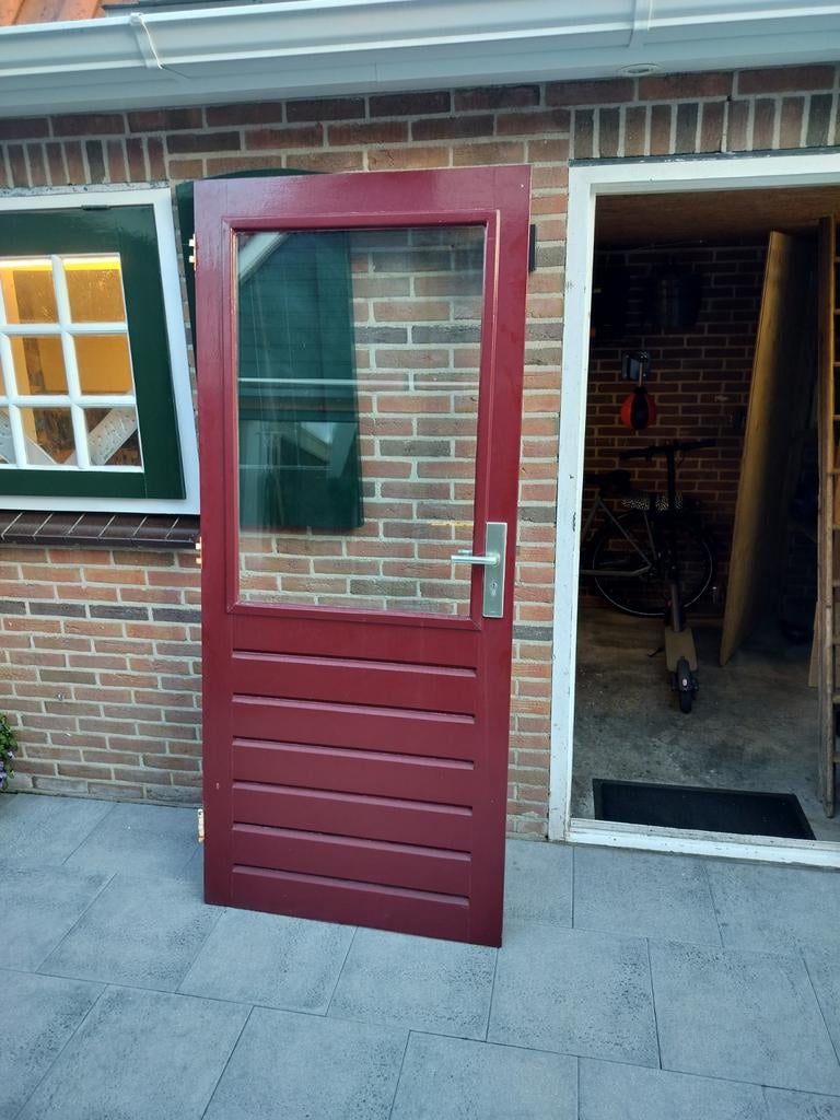 Buiten deur hardhout  . 201,5/ 87,5, Doe-het-zelf en Verbouw, Deuren en Horren, Gebruikt, 80 tot 100 cm, Ophalen of Verzenden
