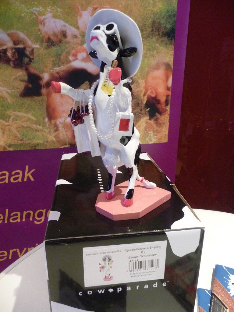 Nieuw Cow Parade koe Alphadite Goddess of Shopping medium., Antiek en Kunst, Ophalen of Verzenden, Beeld