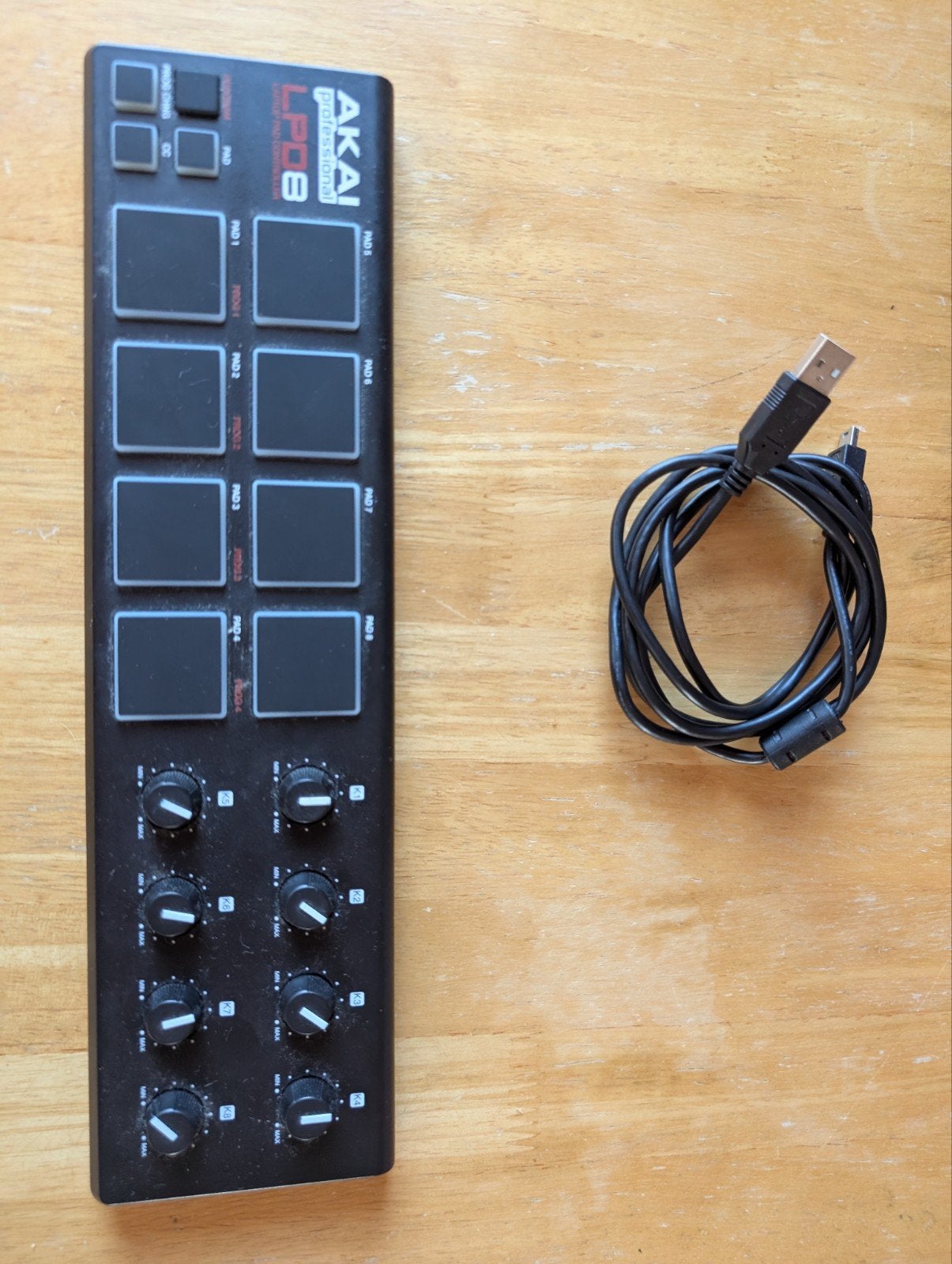 Akai Professional LPD8 MIDI Pad Controller met kabel, Ophalen of Verzenden, Gebruikt