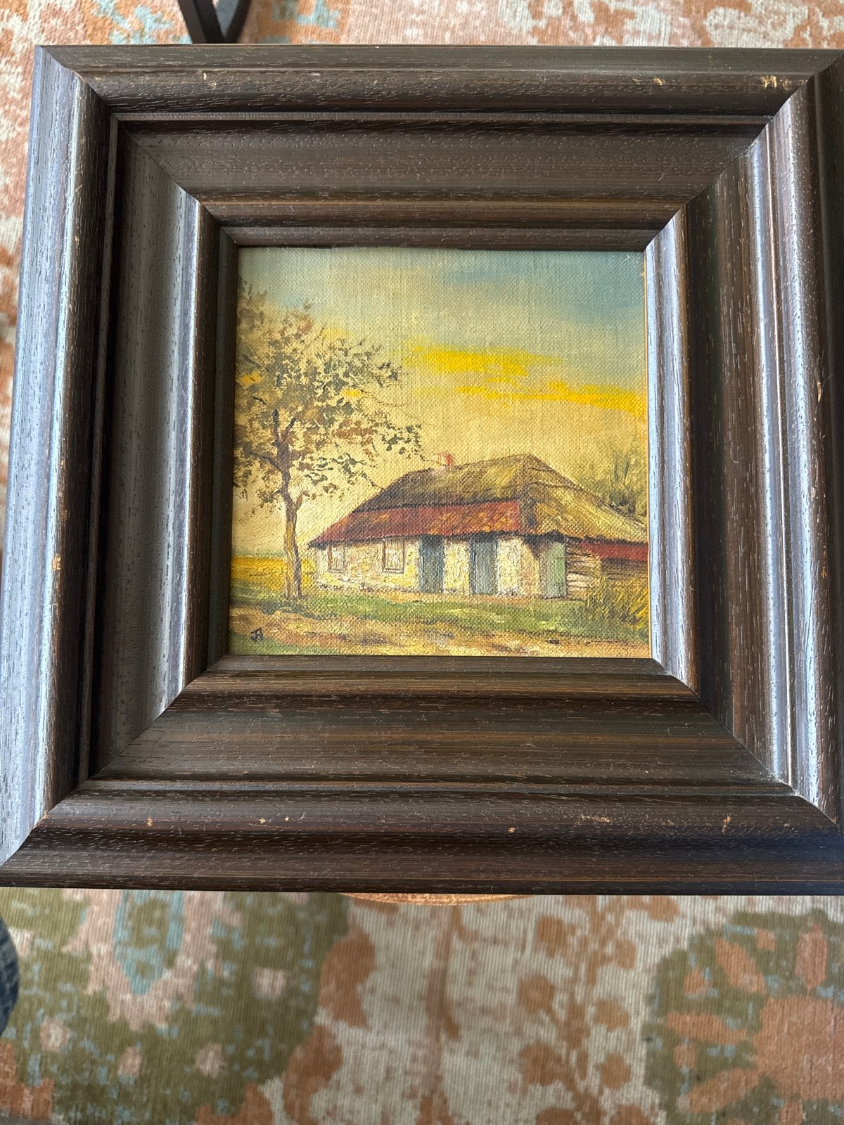 Oud schilderij: Boerderij met boom, gesigneerd, Antiek en Kunst, Kunst | Schilderijen | Klassiek, Doek, Ophalen of Verzenden, Gesigneerd