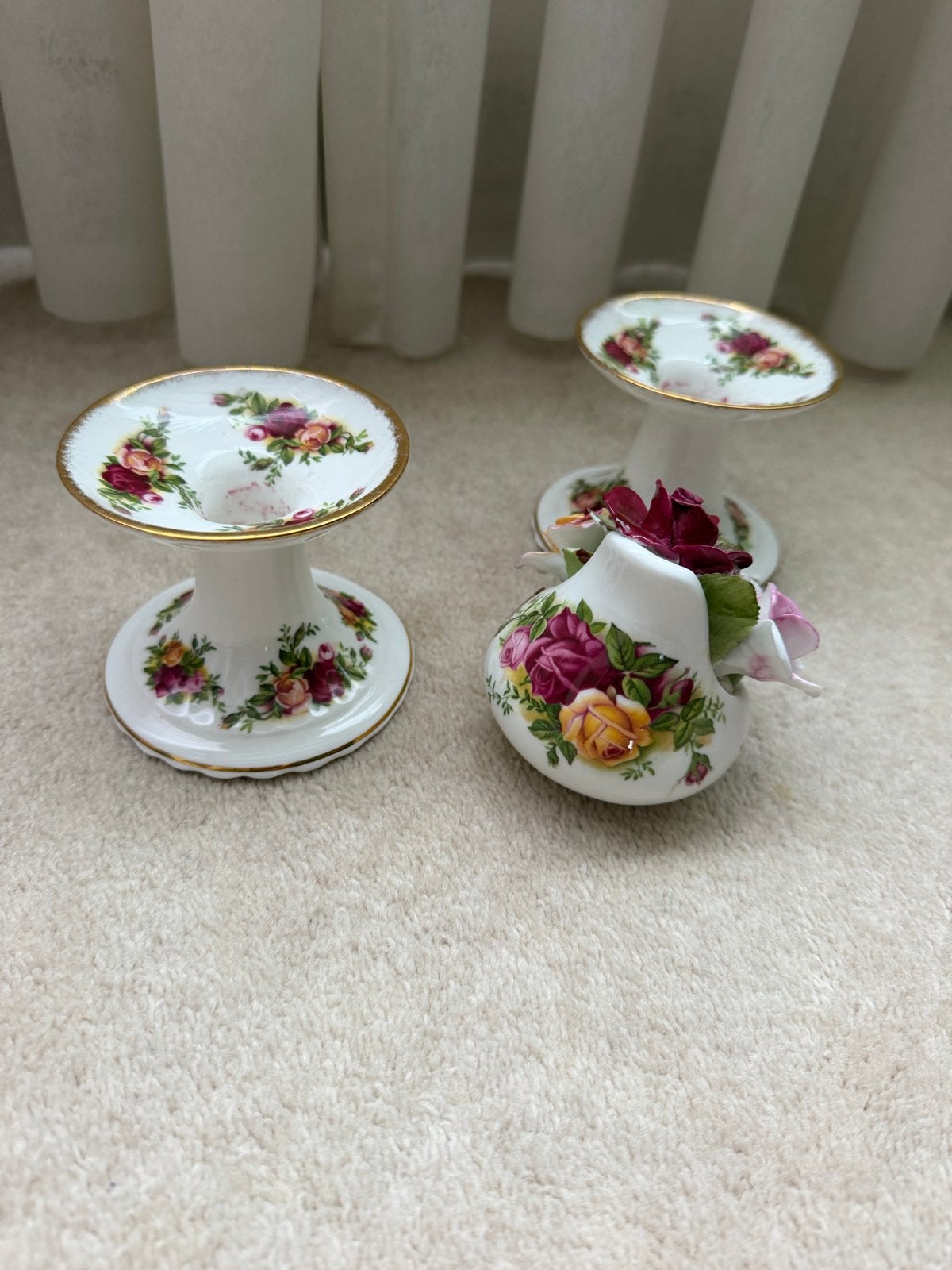 Royal Albert Old Country Roses Kaarsenstandaards Set, Ophalen of Verzenden