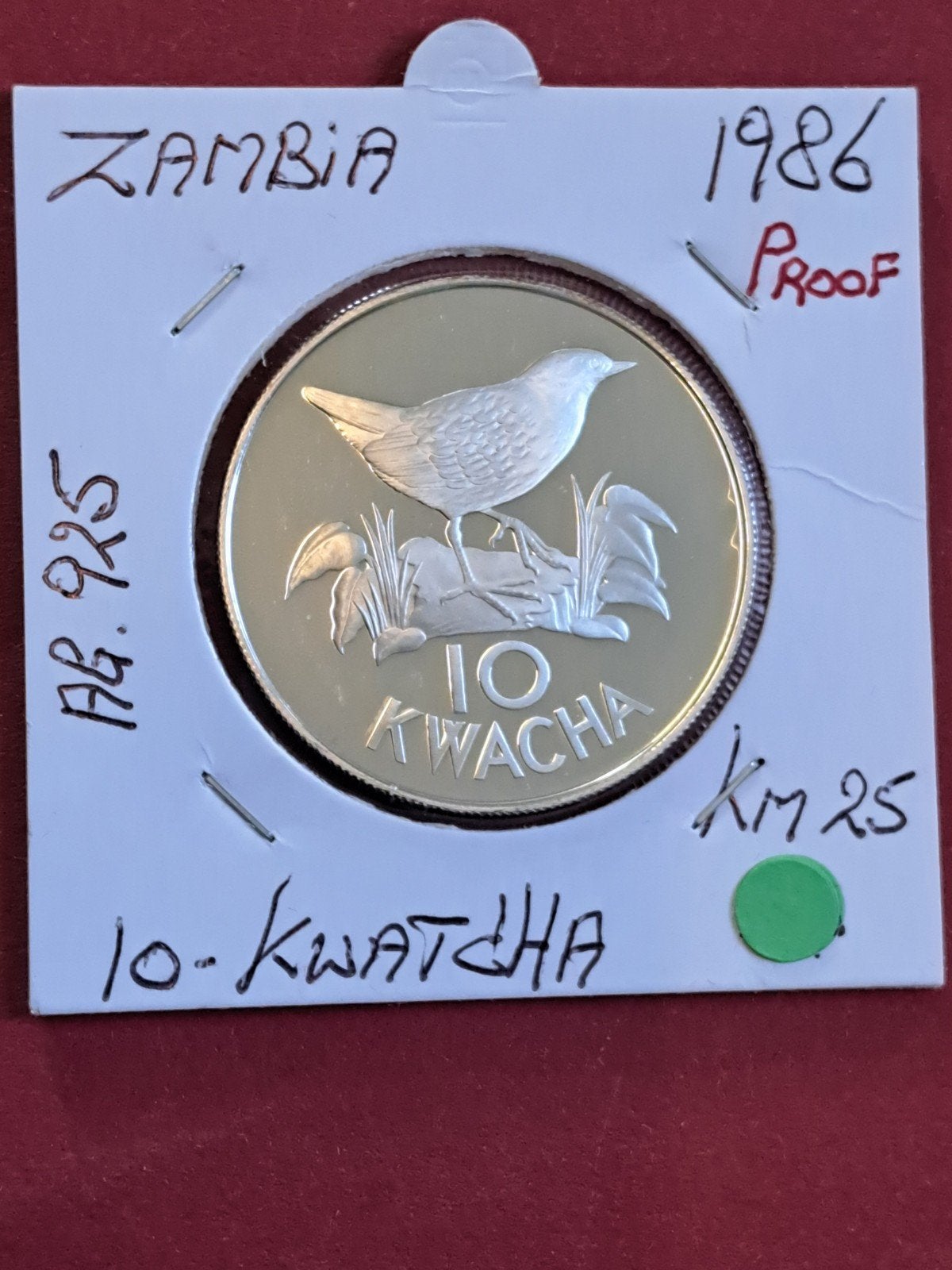 Zambia 10 Kwacha 1986 Proof wwf, Postzegels en Munten, Ophalen of Verzenden, Zambia, Losse munt, Zilver