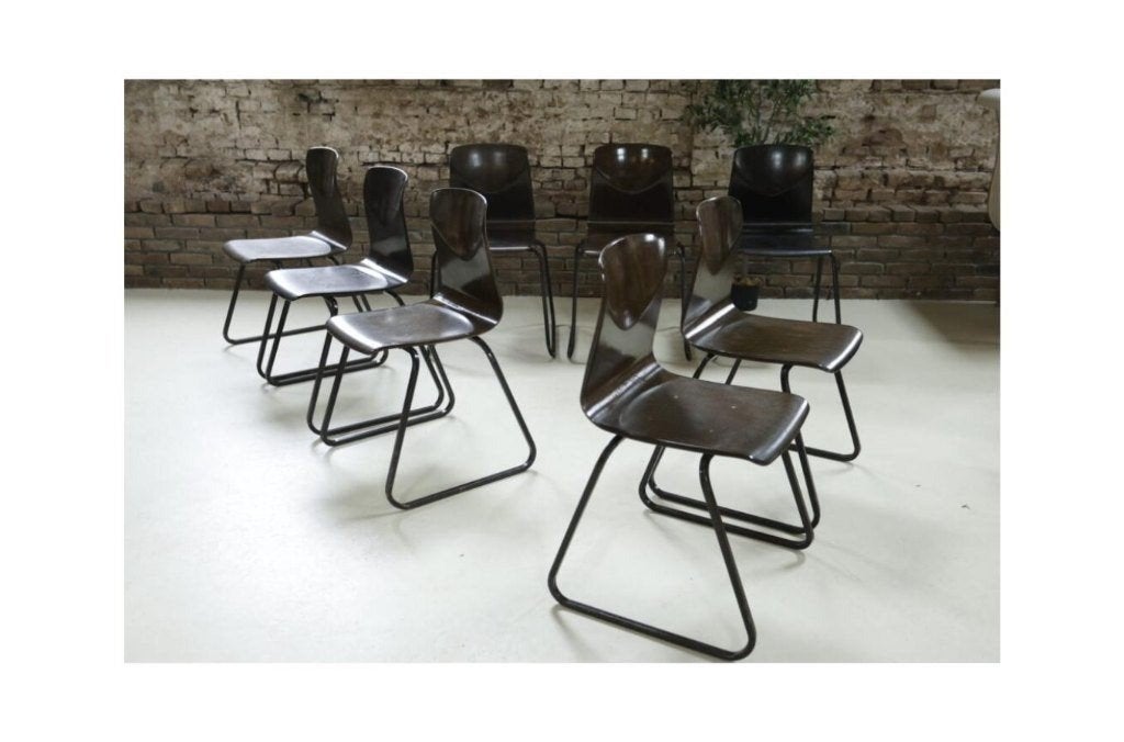 Vintage Galvanitas S23 Pagholz Sledeframe stoelen jaren 60, Ophalen, Industrieel, Mid-century, Vintage, jaren 60, Gebruikt, Bruin